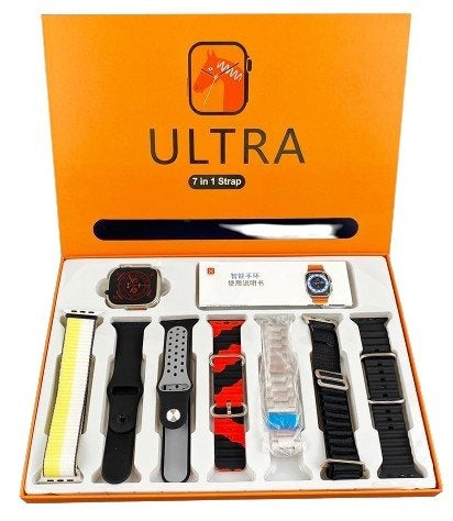 7 In 1 Ultra Smart Watch | 2.0″ Lcd | 7 Premium Straps | Bluetooth Calling | Wireless Charging | Heart Rate, Gps & Sleep Tracker – Multicolor Strap