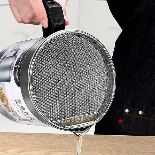 High Quality Fryer Oil Filter Pot Carbon Steel oilcan with Stainless Steel Kitchen Storage Jug Cooking Pot ( Without Box )