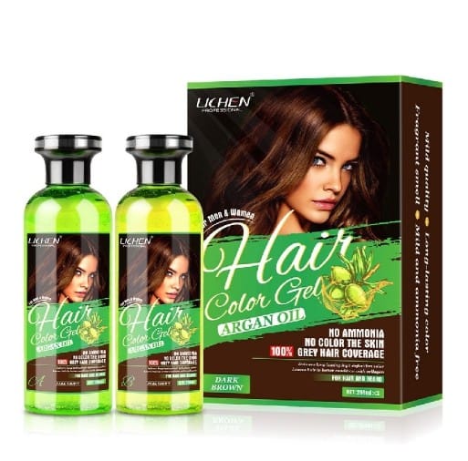 Lichen Professional Hair Color Gel – 500ml – Rich, Long-lasting Black & Dark Brown Shades – Made In China
