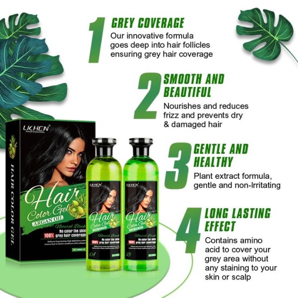 Lichen Professional Hair Color Gel – 500ml – Rich, Long-lasting Black & Dark Brown Shades – Made In China