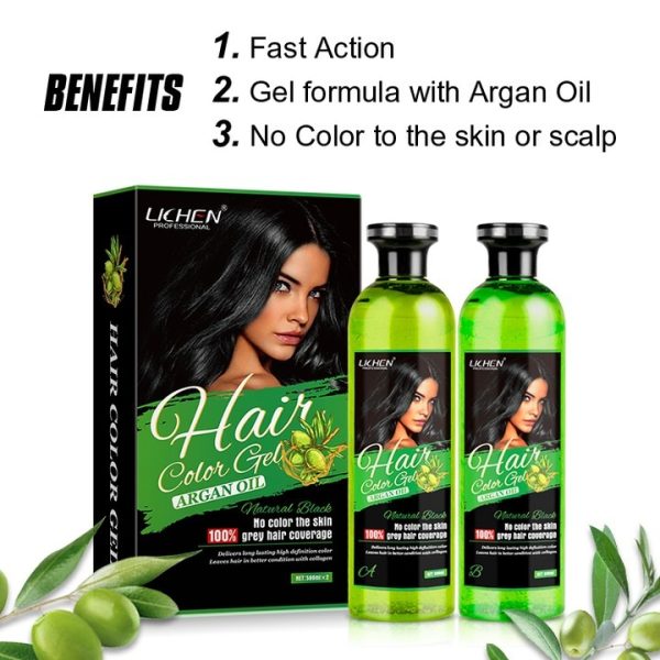Lichen Professional Hair Color Gel – 500ml – Rich, Long-lasting Black & Dark Brown Shades – Made In China