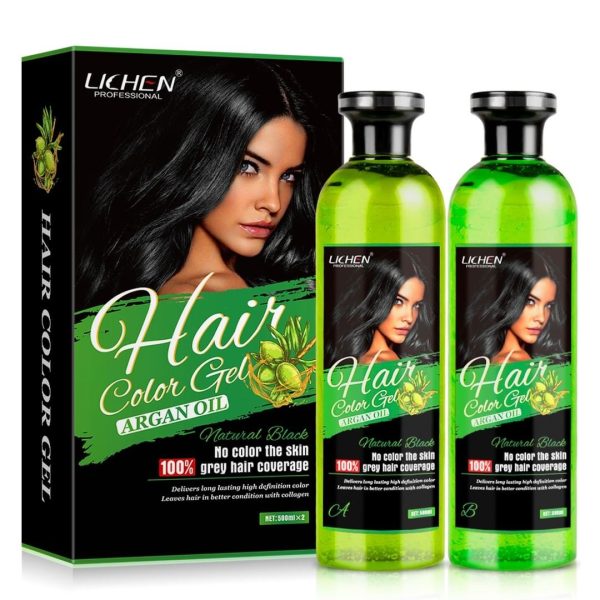 Lichen Professional Hair Color Gel – 500ml – Rich, Long-lasting Black & Dark Brown Shades – Made In China