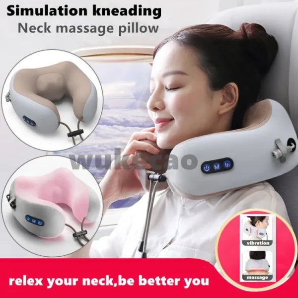 U Shaped Pillow Neck Massager Usb Charging Portable Neck Shoulder Cervical Relaxing Massager Protector Outdoor Home Car