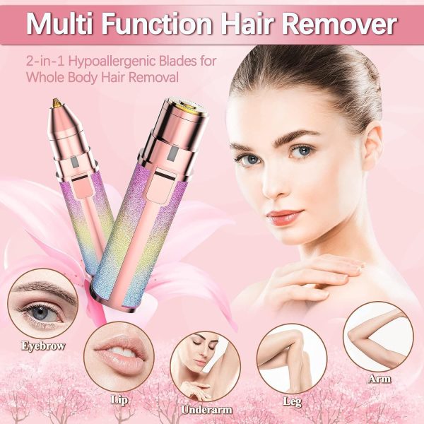 2 in 1 Electric Eyebrow Trimmer and Shaver, Flawless Hair Remover 2 in 1 Hair Remover Trimmer For Women, Flawless Facial Machine Razor, Painless Eyebrow Removal (Rechargeable)