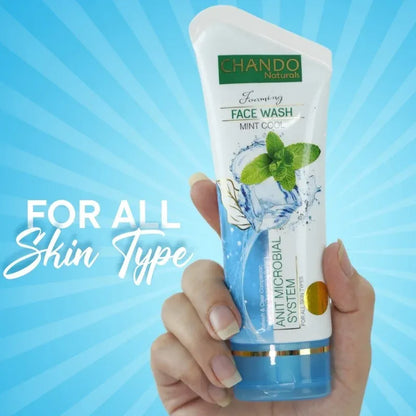 CHANDO Naturals Foaming Face Wash Mint Cool – Anti-Microbial Daily Cleanser for Oily & Acne-Prone Skin (100ml).