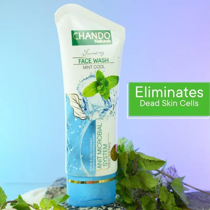 CHANDO Naturals Foaming Face Wash Mint Cool – Anti-Microbial Daily Cleanser for Oily & Acne-Prone Skin (100ml).