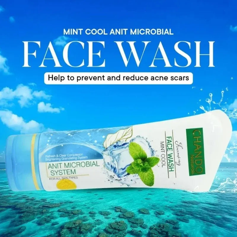 CHANDO Naturals Foaming Face Wash Mint Cool – Anti-Microbial Daily Cleanser for Oily & Acne-Prone Skin (100ml).