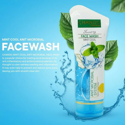 CHANDO Naturals Foaming Face Wash Mint Cool – Anti-Microbial Daily Cleanser for Oily & Acne-Prone Skin (100ml).