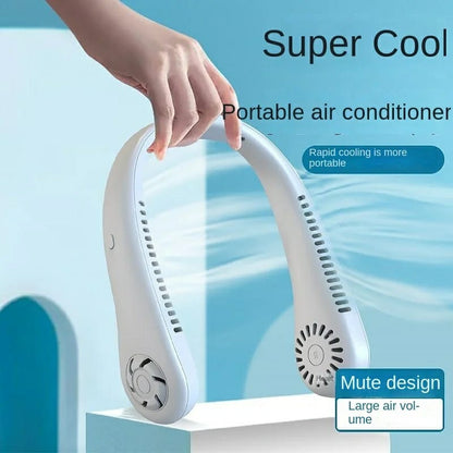 Mini Hanging Neck Fan High Wind 3 Speed Adjustable USB Charging Portable Quiet Super Long Life Outdoor Sports Office Camping (Random Color)