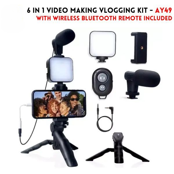 AY-49 Vlogging Video Making Kit for Smartphone & Camera – Video Recording, Photography & Studio Setup