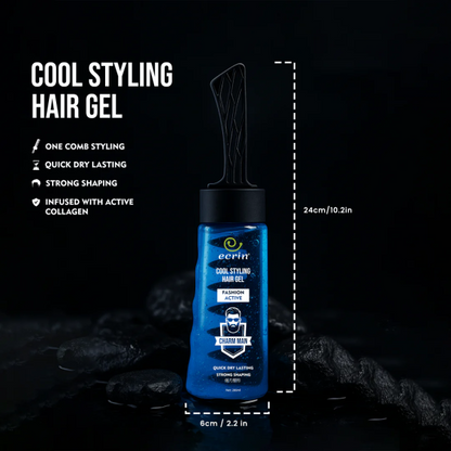 Ecrin Cool Styling Hair Gel With Active Collagen | Strong Hold, No Flakes, Nourishing Formula For All Hair Types, Daily Use Gel With Refreshing Cool Effect (280ml)