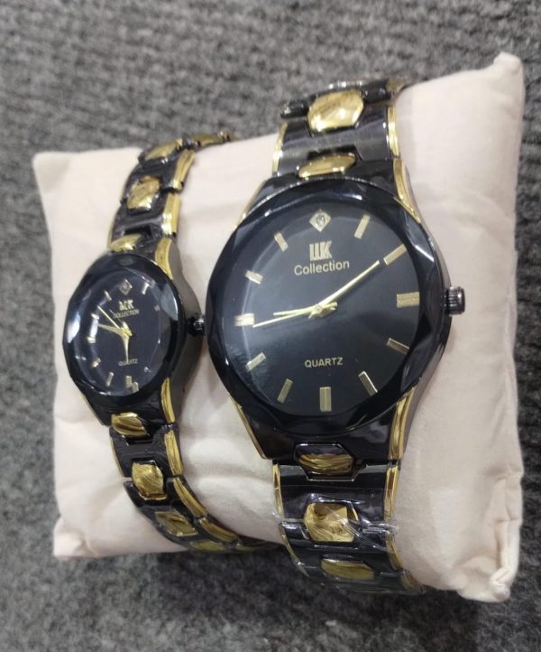 Elegant Couple Watch Set – Luxury Quartz Wristwatches For Him & Her With Dual-tone Metal Strap.