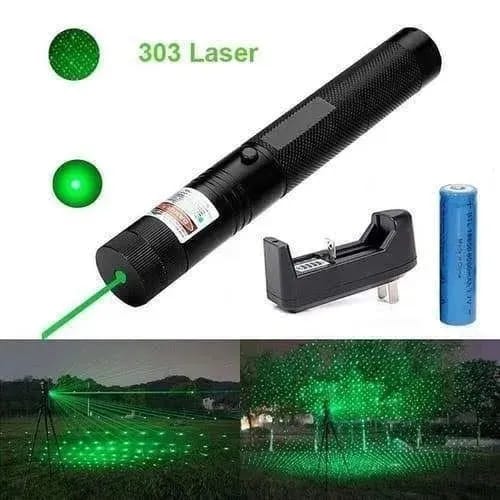 High-power 303 Green Laser Pointer With Adjustable Focus – Rechargeable 3.7v Battery, Charger & Safety Lock – Rechargeable Green Laser Light, Green Laser Pointer, Green Beam Light
