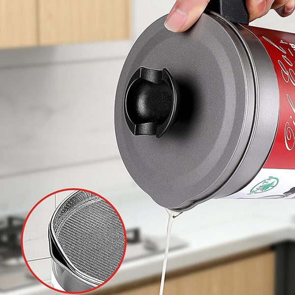 High Quality Fryer Oil Filter Pot Carbon Steel oilcan with Stainless Steel Kitchen Storage Jug Cooking Pot ( Without Box )