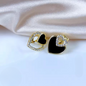 Pjt-987 Beautifull Korean Heart Shape Zircon Earrings For Women – Sparkling Black & White Crystal Studs, Fashion Jewelry Gift For Everyday Wear And Special Occasions.